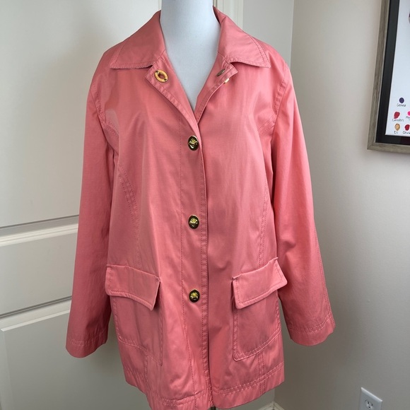 Isaac Mizrahi lightweight Coral Trench Coat L - Picture 16 of 16